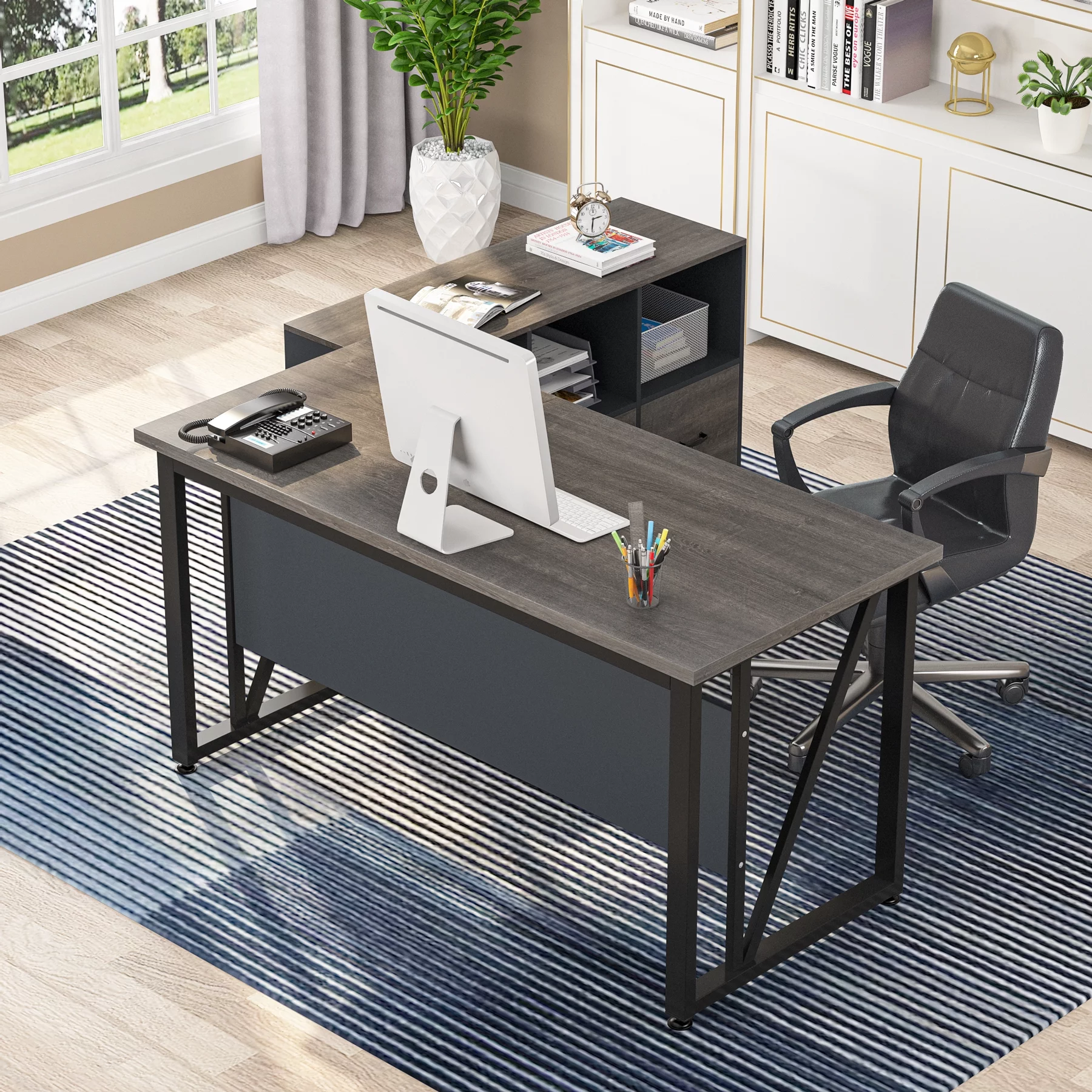 Tribesigns L-Shaped Computer Desk, 55 inches Executive Desk with 43
