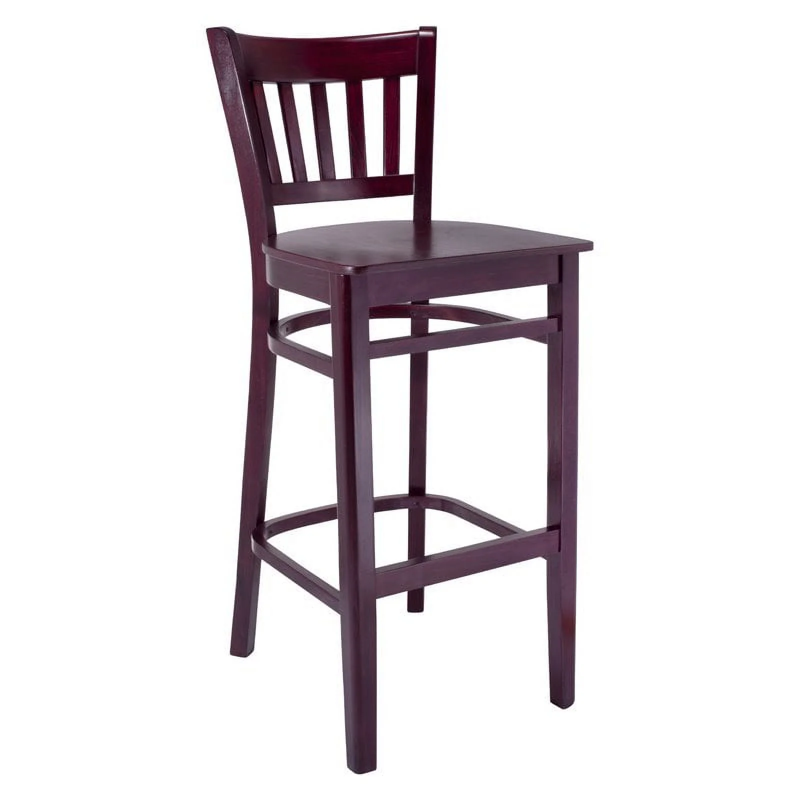 Vertical Bar Stool in Dark Mahogany with Wood Seat