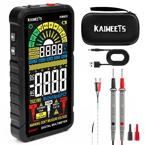 KAIWEETS 10000 Counts TRMS Digital Multimeter with Auto Ranging, Rechargeable, Measures Voltage, Current, Resistance, Continuity, Duty-Cycle, Capacitance, Frequency