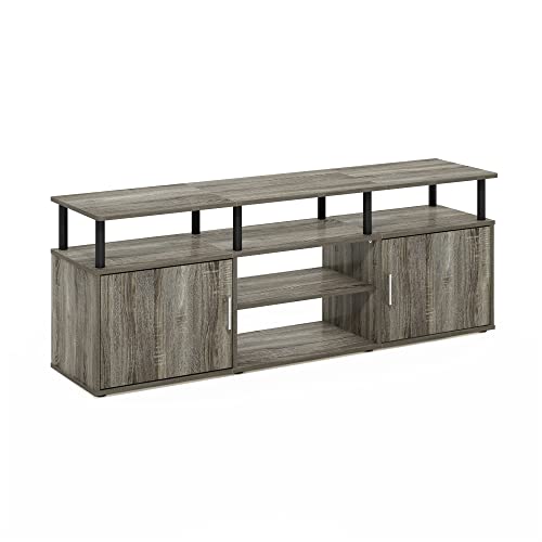Furinno JAYA Large Entertainment Stand for TV Up to 55 Inch, French Oak Grey/Black