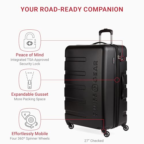 SwissGear 7366 Hardside Expandable Luggage with Spinner Wheels, White, Carry-On 19-Inch