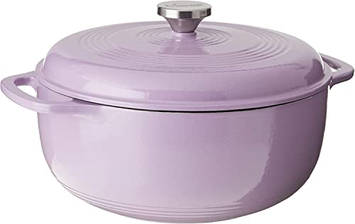 Lodge 3 Quart Enameled Cast Iron Dutch Oven with Lid – Dual Handles – Oven Safe up to 500° F or on Stovetop - Use to Marinate, Cook, Bake, Refrigerate and Serve – Oyster White