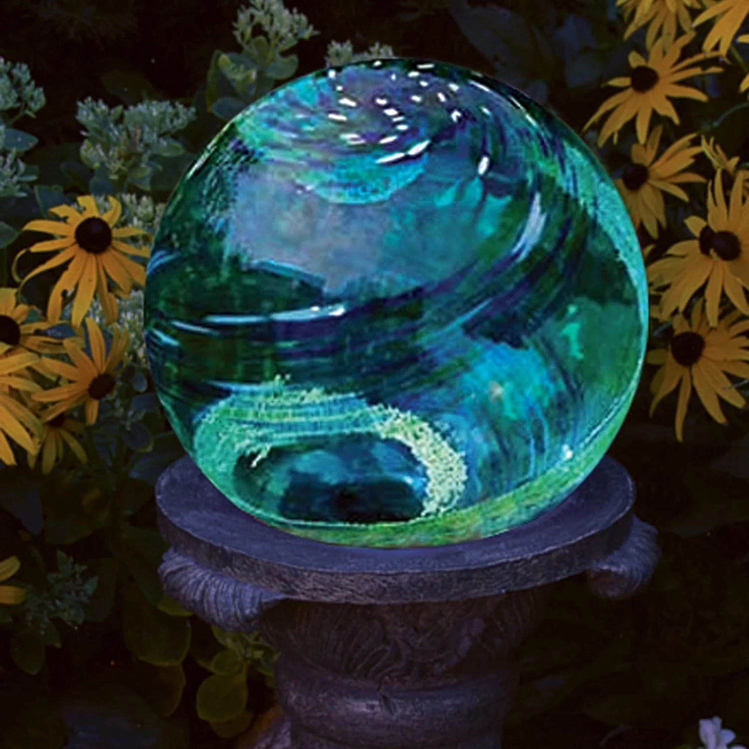 Echo Valley Blue Ocean Mist 10 inch Hand Blown Glass Outdoor Garden Gazing Ball