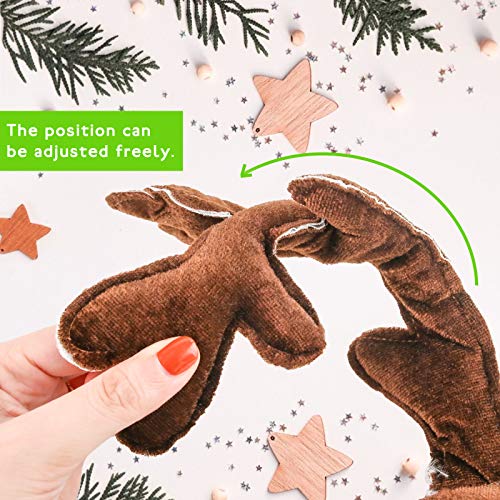 HANSGO Reindeer Antlers Headband, 2PCS Deer Antlers with Bells Cute Christmas Reindeer Ears