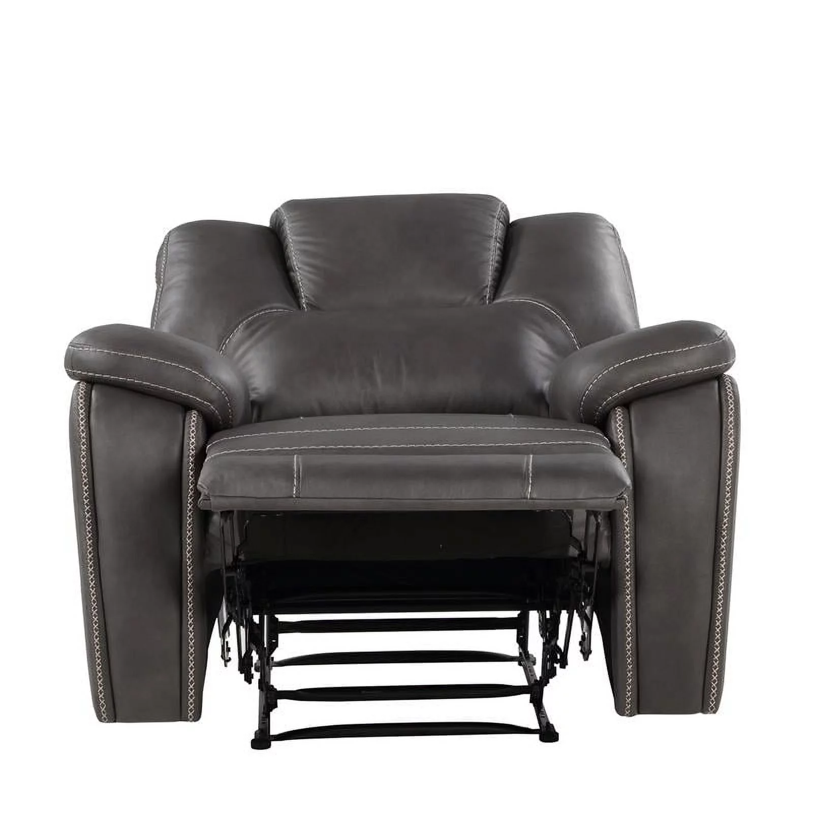 Bowery Hill Transitional Charcoal Gray Faux Leather Manual Recliner