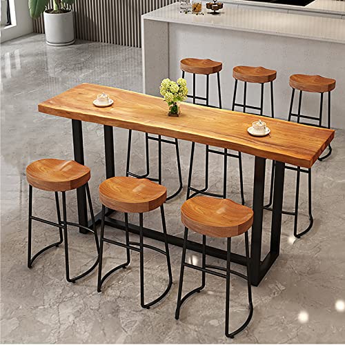 Industrial Bar Table,Solid Wood Bar Height Table Creative Live Edge Dining Table,Long Bar Table Rustic Tall Counter Height Table,Rectangular Narrow Bar Table(86.6