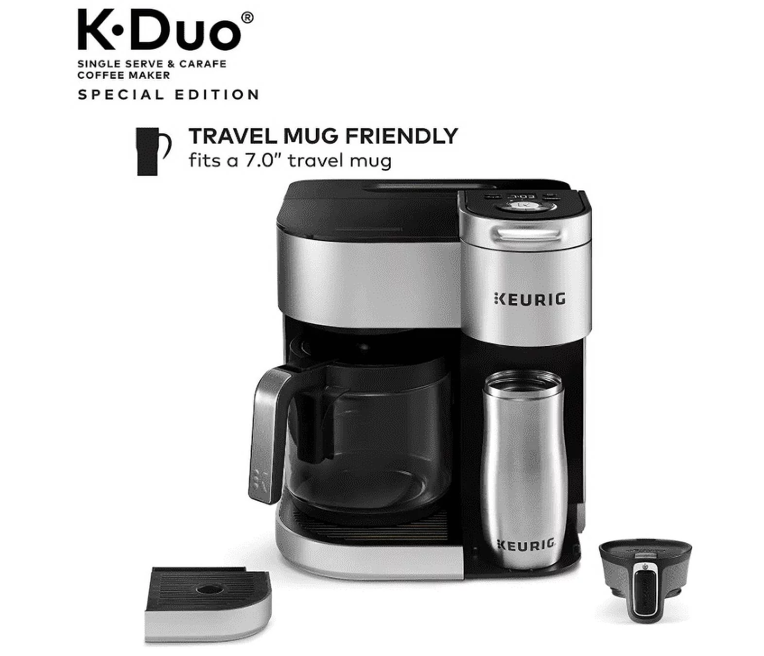 Keurig K-Duo Special Edition Coffee Maker, Single Serve and 12-Cup Drip Coffee Brewer, Compatible with K-Cup Pods and Ground Coffee, Silver
