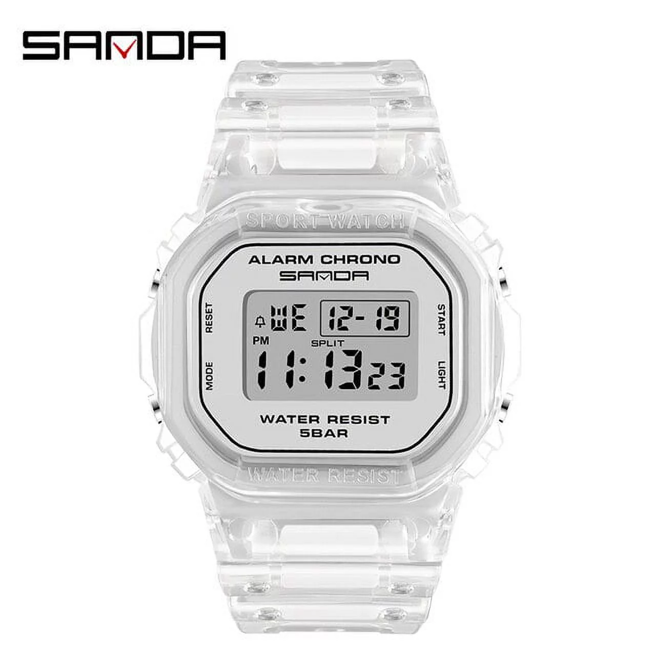 SANDA Fashion Sport Watch Women Transparent strap LED Digital Clock Ladies Electronic Watch Reloj Mujer Relogio Feminino 2009