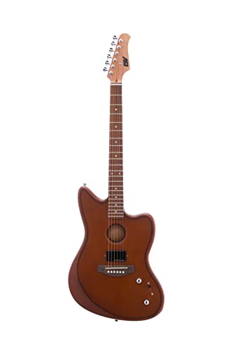 IYV 6 String Hollow-Body Electric Guitar, Right, Satin Brown (IJGAP-300)