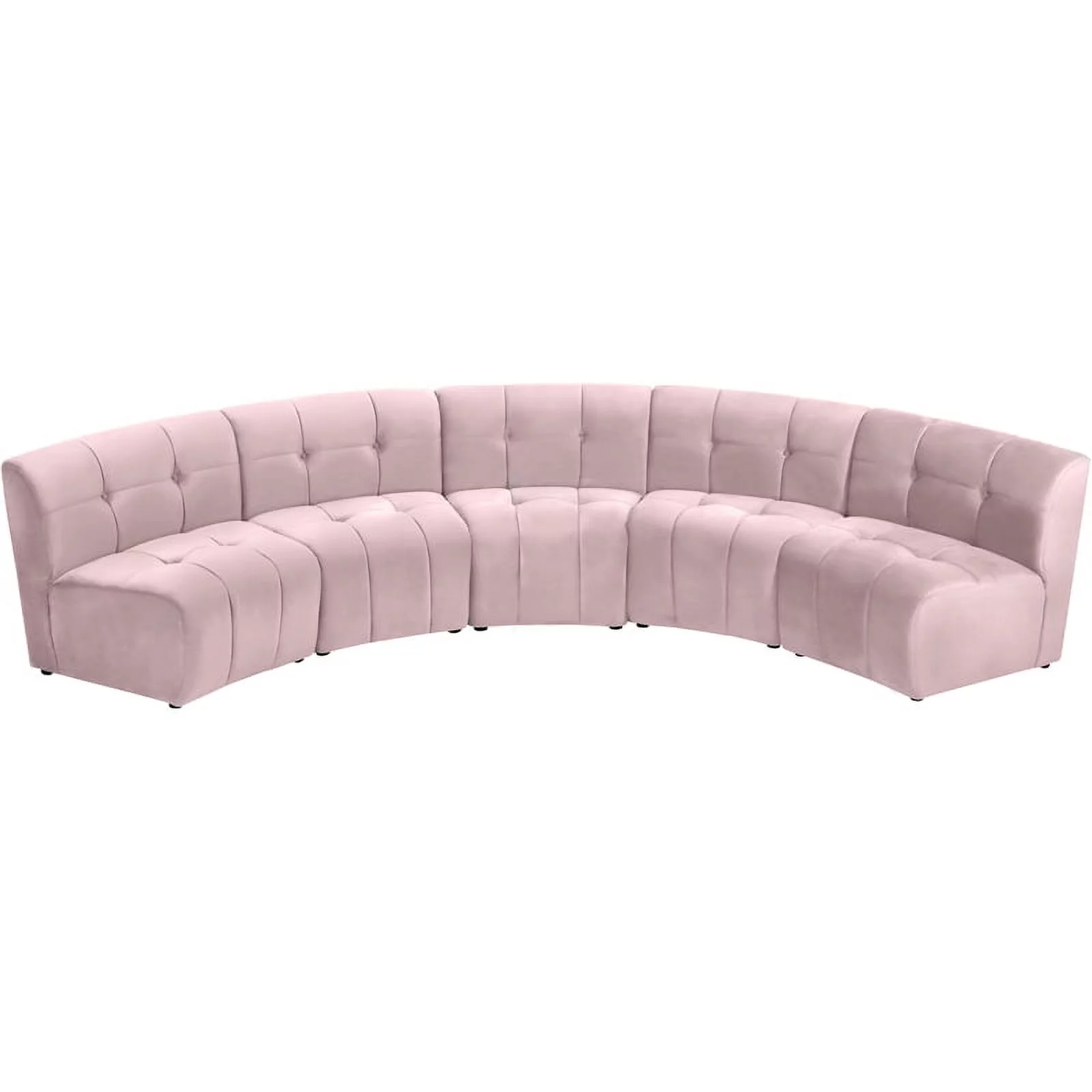 Meridian Furniture Limitless Pink Velvet Modular 5 Piece Sectional