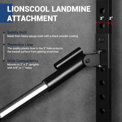LIONSCOOL Power Rack Landmine Attachments, Ultra-Durable T-Bar Row Attachments with Wide Compatibility for Full-Body Workout in Home Gym, Great for Deadlift, Tricep Exercise, Rotational Movements