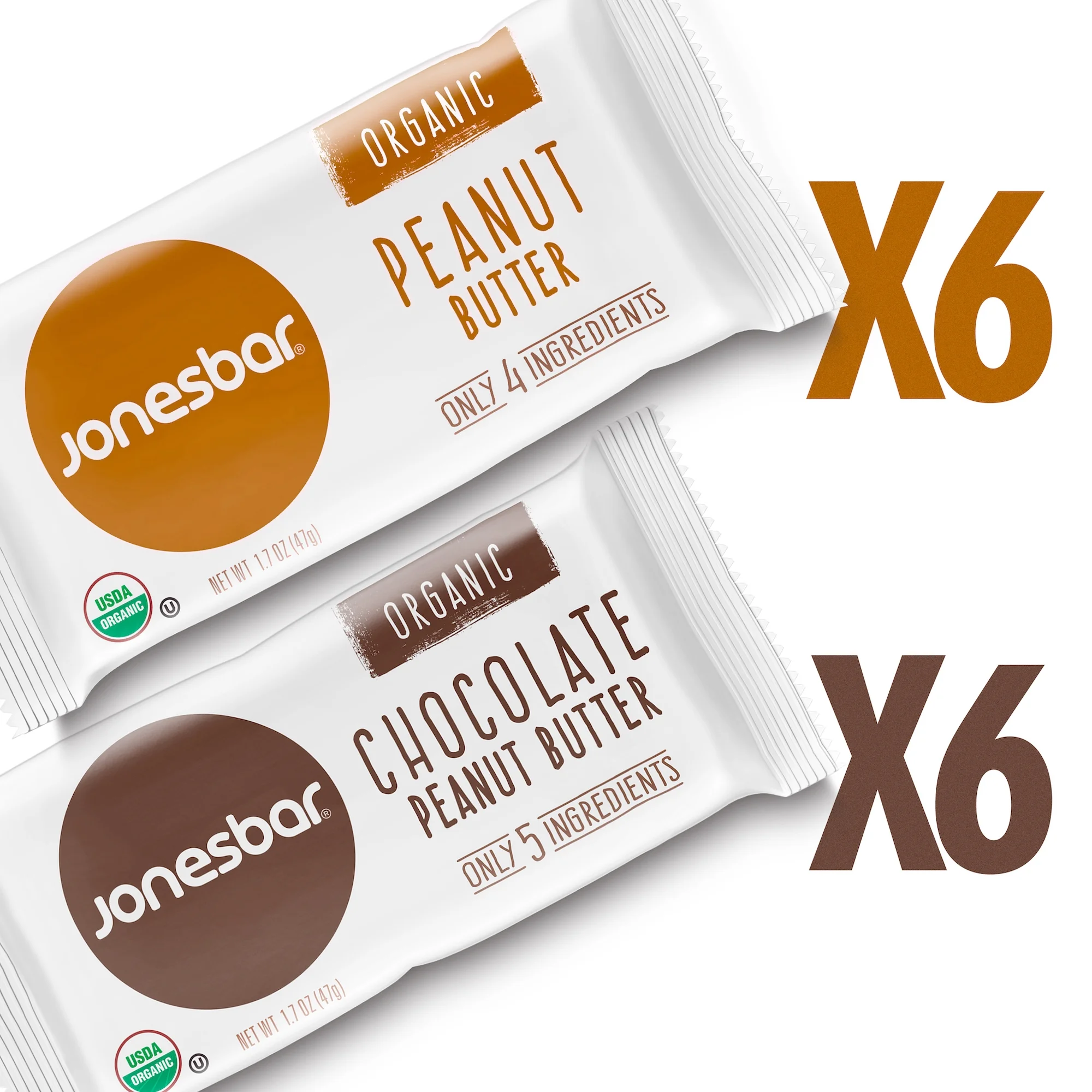 JONESBAR (Peanut Lovers, 12 Count (Pack of 1)), USDA Organic Fruit & Nut Bar, Non-GMO, Kosher, Vegan, Gluten Free, Simple Snack Bar