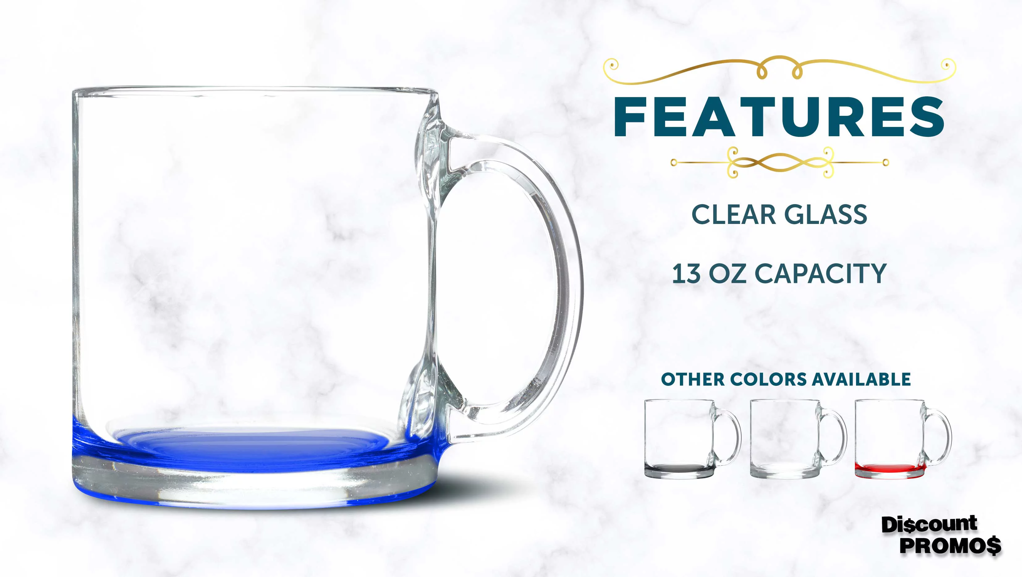 Libbey Clear Glass Coffee Mugs 13 oz. Set of 10, Bulk Pack - Perfect for Coffee, Tea, Espresso, Hot Cocoa, Other Beverages - Blue