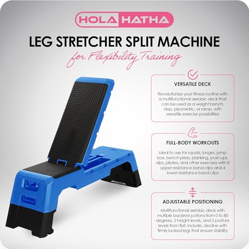 HolaHatha Adjustable Multi-Functional Exercise Bench 440 Pound Capacity Foldable Incline Deck, 8.5 to 14.5 Inch Height, Compact Design,
