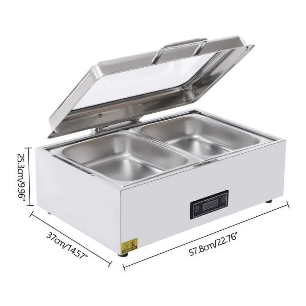 Electric Chafing Dish Stainless Steel Buffet Food Warmer 9QT Chafer Dish w/Lid