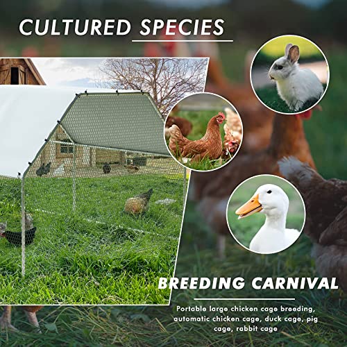 BOSSIN Metal Chicken Coop with Waterproof Cover, Poultry Cage Spire Shaped Coop, Walk-in and Heavy Duty Design, Chicken Run Duck House Resistant to Wind, rain, and UV Cover for Farm Yard Use