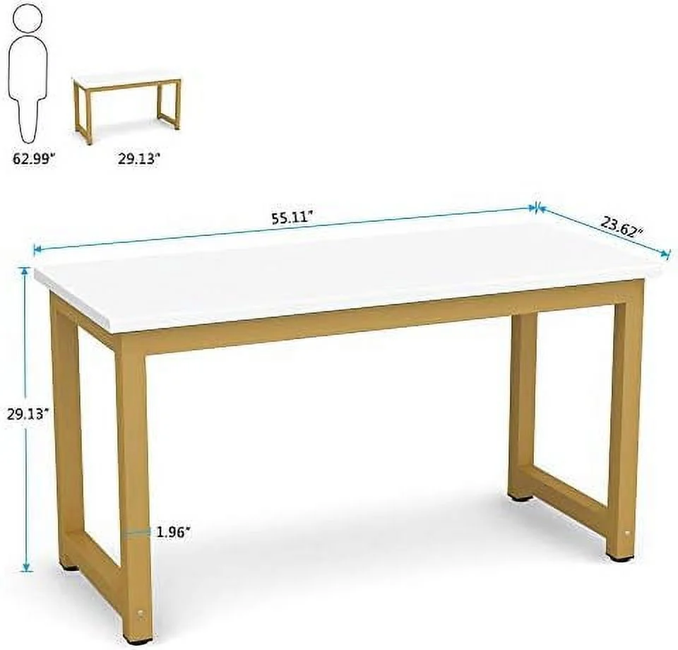 Computer Desk  78.7 x 39.4 inch X Large Executive Office Desk Computer Table Study Writing Desk Workstation for  Office White