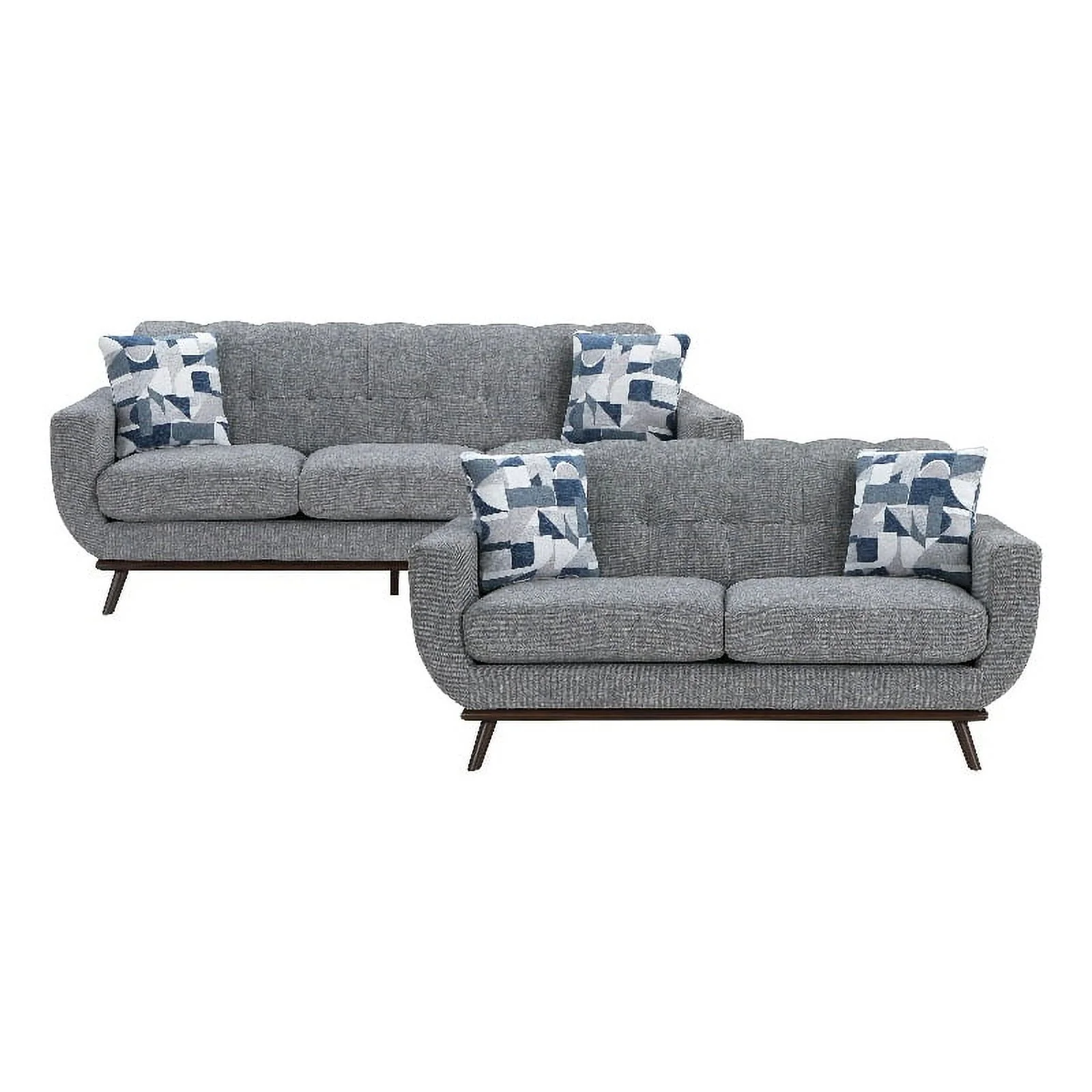 Pemberly Row 2-Piece Living Room Sofa Set with Tufted Back in Gray