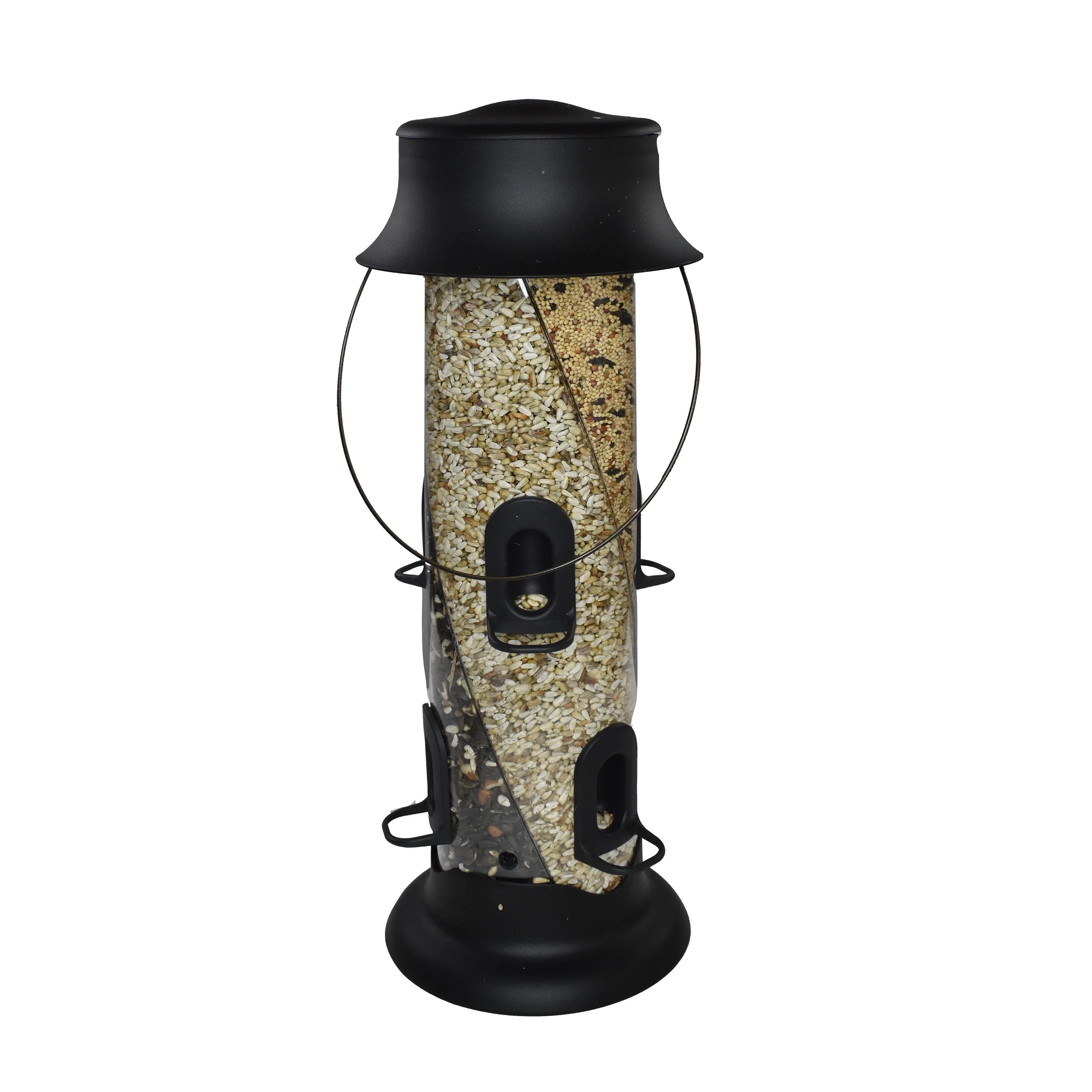 Pennington Earth Smart Black Recycled Resin Triple Swirl Chamber Wild Bird Tube Feeder, 5 lb. Capacity