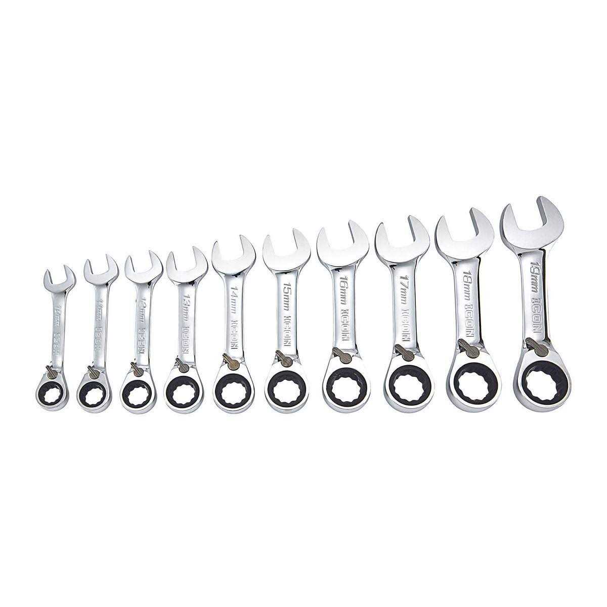 Icon Metric Professional Stubby Ratcheting Combination Wrench Set