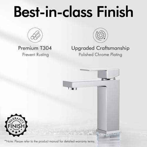 KES Vessel Sink Faucet, Black Bathroom Faucets, Tall Bathroom Faucets with Sink Drain with Overflow, L3156BLFF12-BK-C1