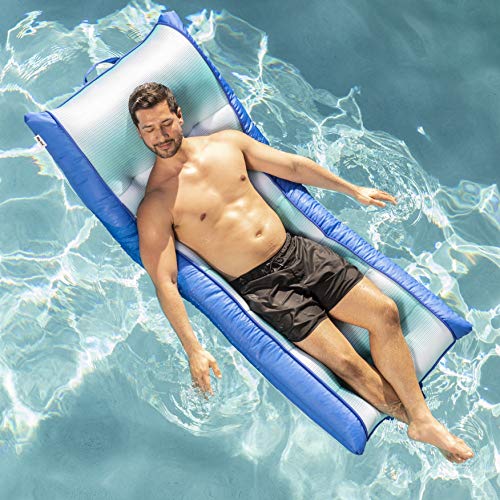 Big Joe Kona Hammock No Inflation Needed Pool Lounger with Headrest, Quick Draining Fabric, 4 feet Big