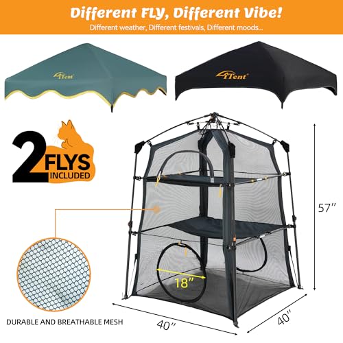 X-Large Catio Outdoor Cat Enclosure and Cat Tower Tent for Indoors and Outdoor,3 Tier Spacious Cat Tent,Portable and Foldable Catio,Two Doors Design can Assemble More Shapes (Patented)