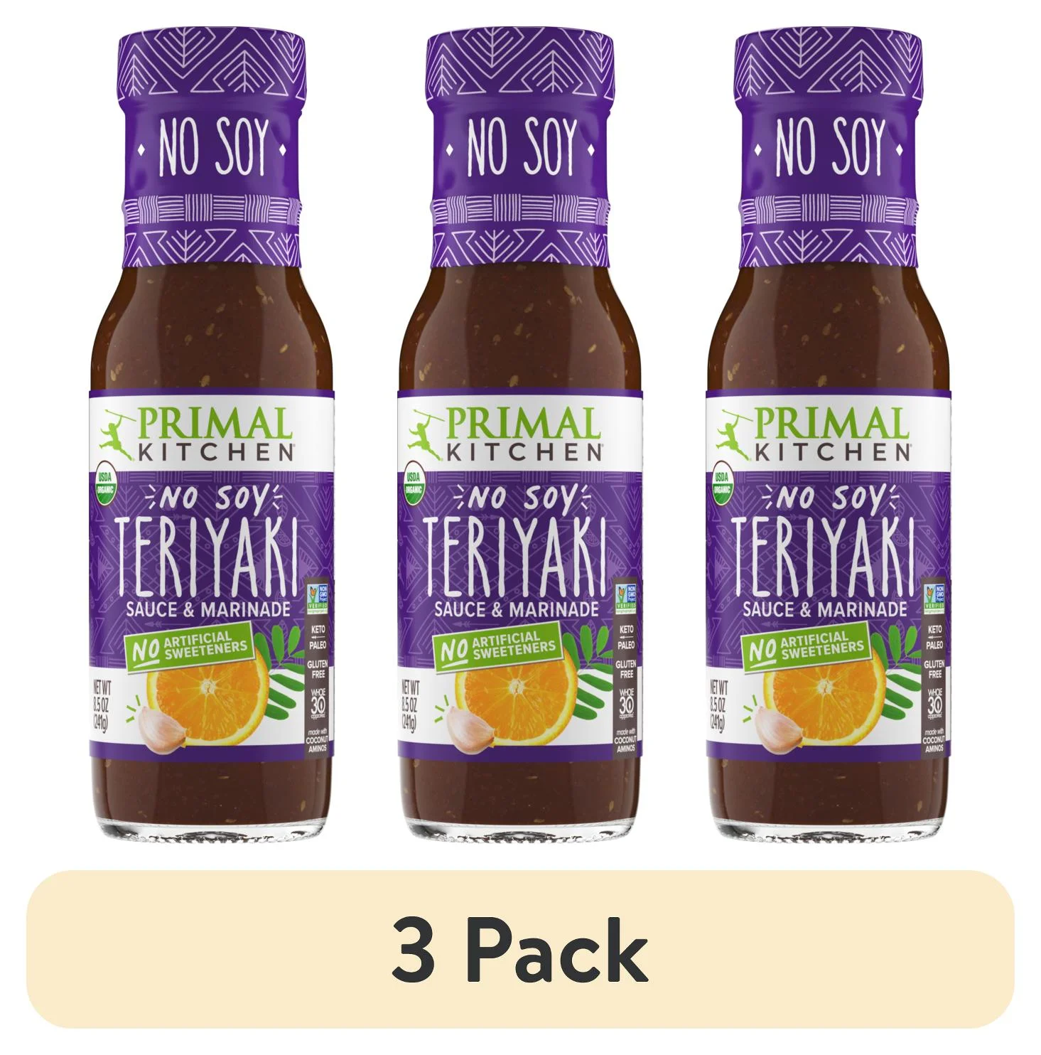 (3 pack) Primal Kitchen Organic No Soy Teriyaki Sauce & Marinade