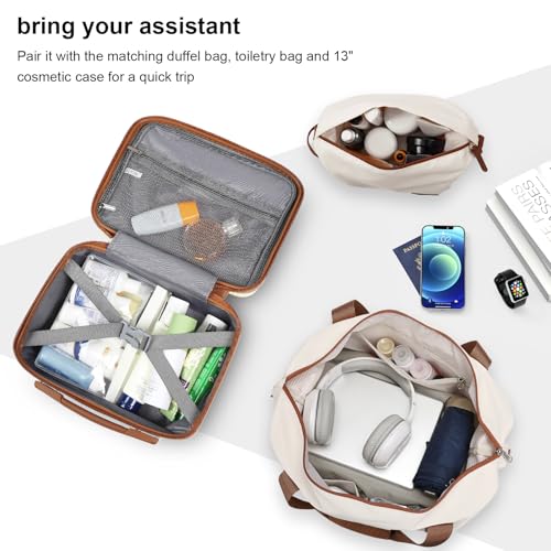 Joyway Carry On Luggage 20 Inch Expandable Suitcase with Spinner Wheel, 4 Piece Hard Shell Luggage Set with TSA Lock(White brown)