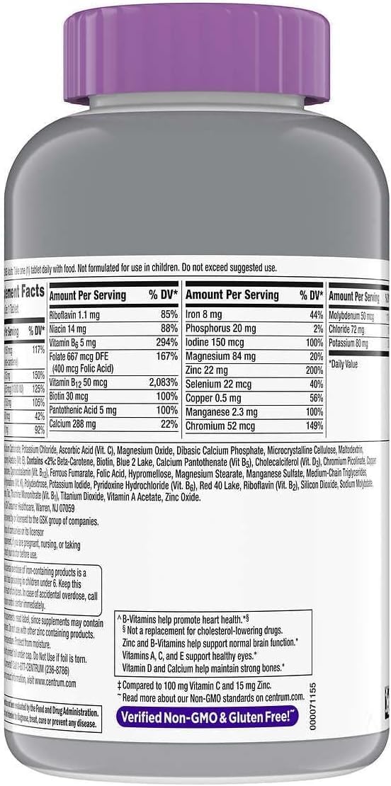 Centrum Silver Women 50 Plus Multivitamin/Multimineral Supplement with Vitamin D3, B Vitamins, 275 Tablets (Pack of 1)