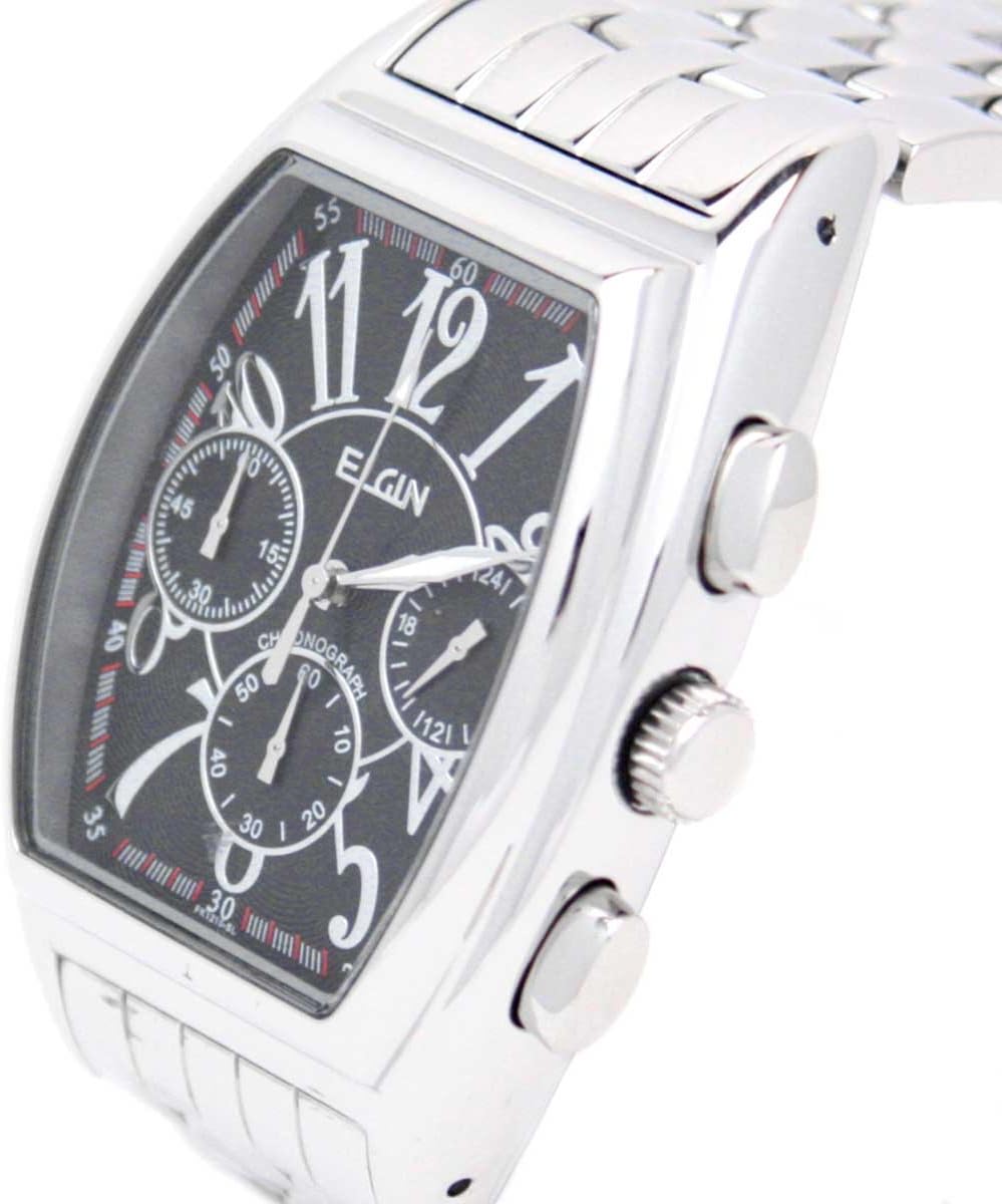 Elgin FK1215S-B Men's Watch, Silver, Dial Color - Black, Watch