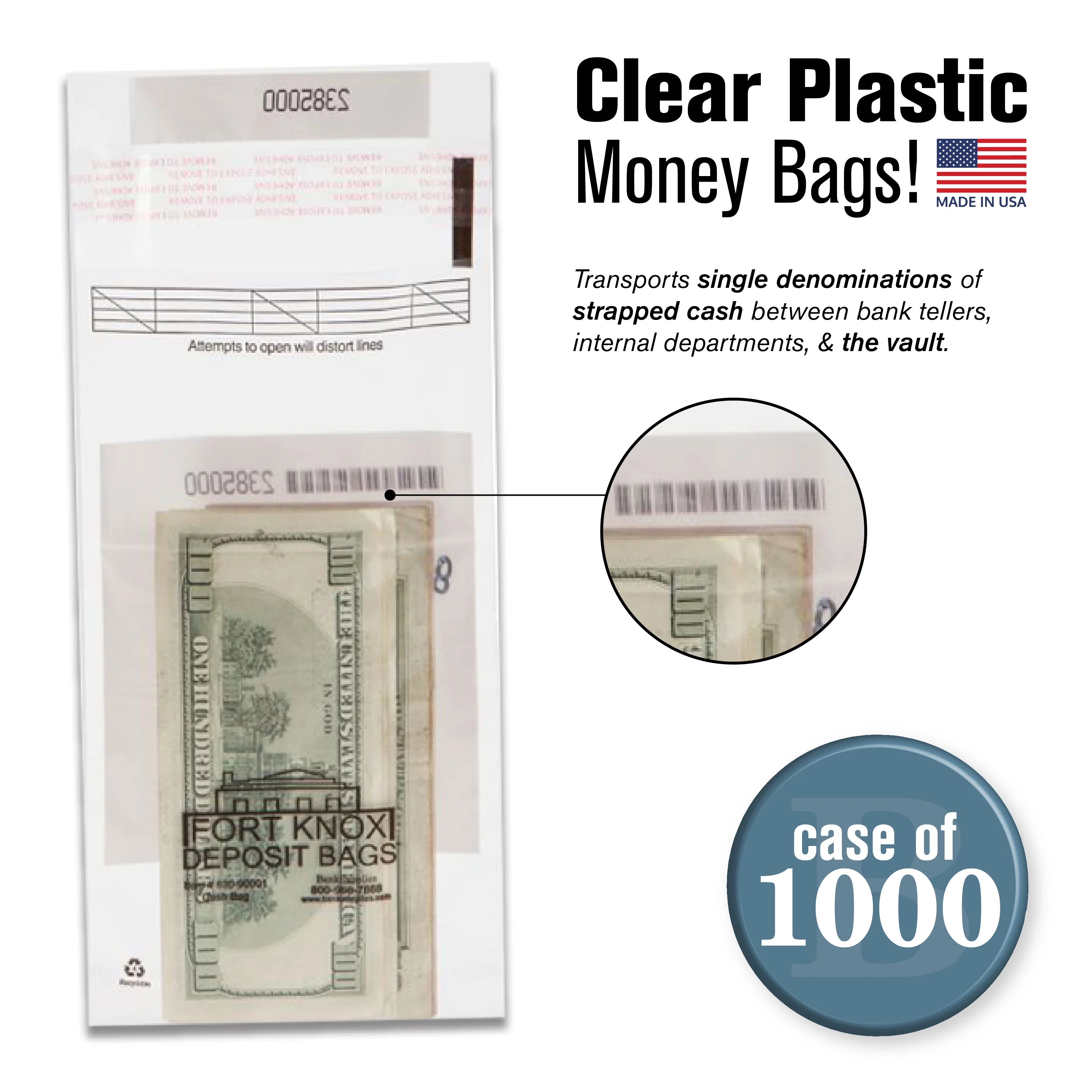 BankSupplies  Cash Strap Bags | Case of 1000 Bags | 5 x 9 | Cash & Pawn | 