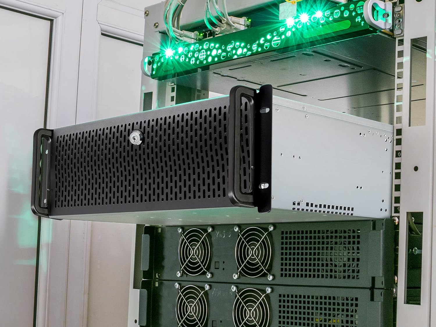 Rosewill 4U Server Chassis 11 Bay Server Case 8X 3.5 + 3X 5.25 HDD, E-ATX, Rackmount Server Case, Include Front 5X 120mm Fans Rear 2X 80mm Fans Metal Rack Mount Computer Case 25 Deep, RSV-L4000U