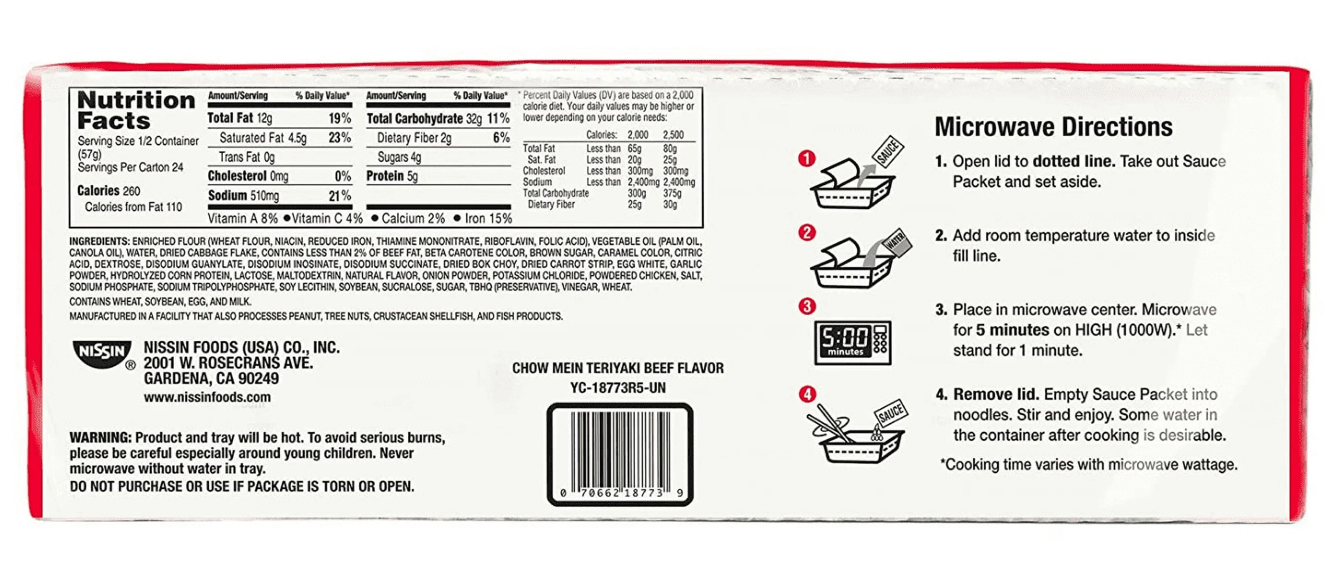 Nissin Chow Mein Premium Teriyaki Beef, 4.0 Ounce (Pack of 12)