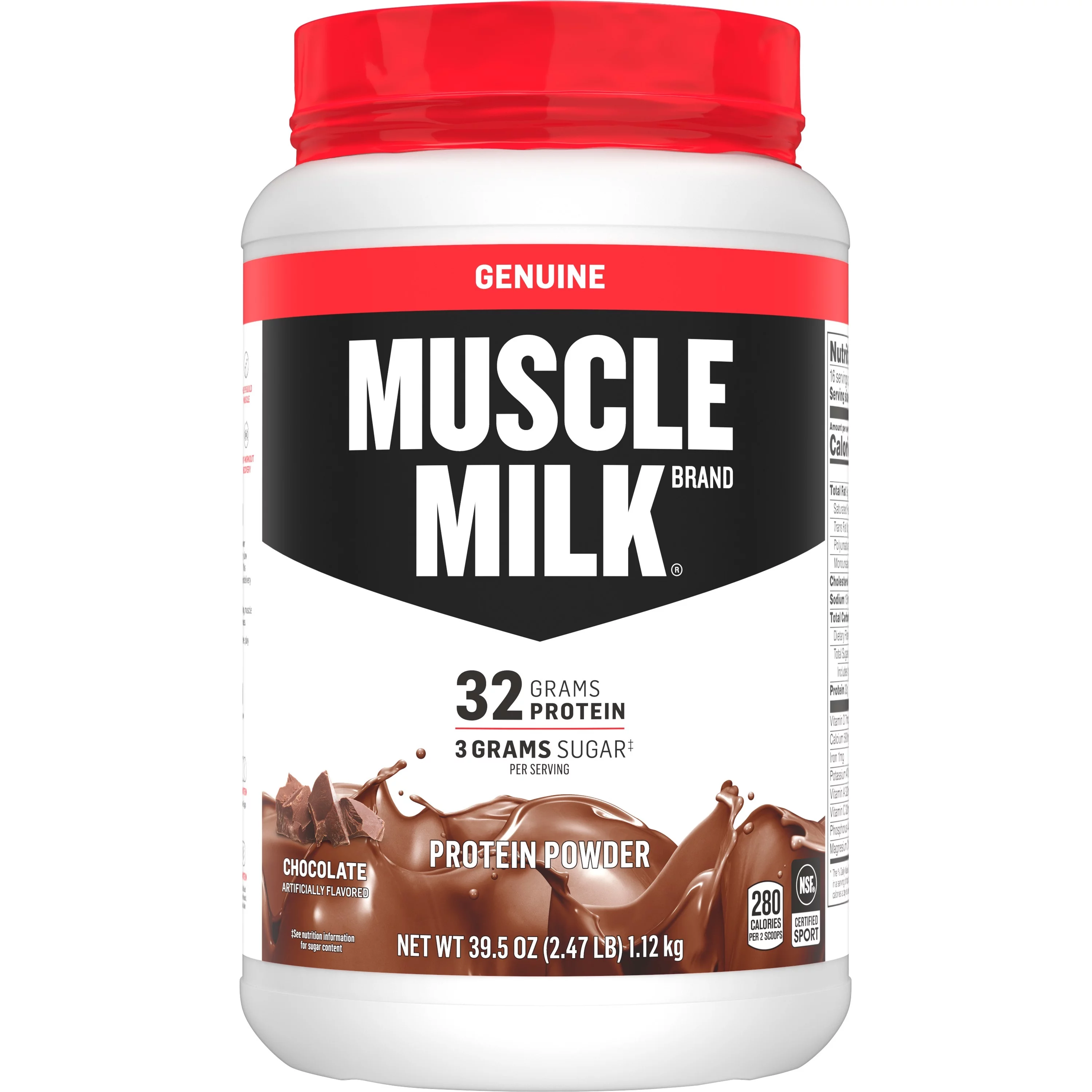 Muscle Milk Genuine Protein Powder, 32g Protein, Chocolate, 2.47 Pound, 16 Servings