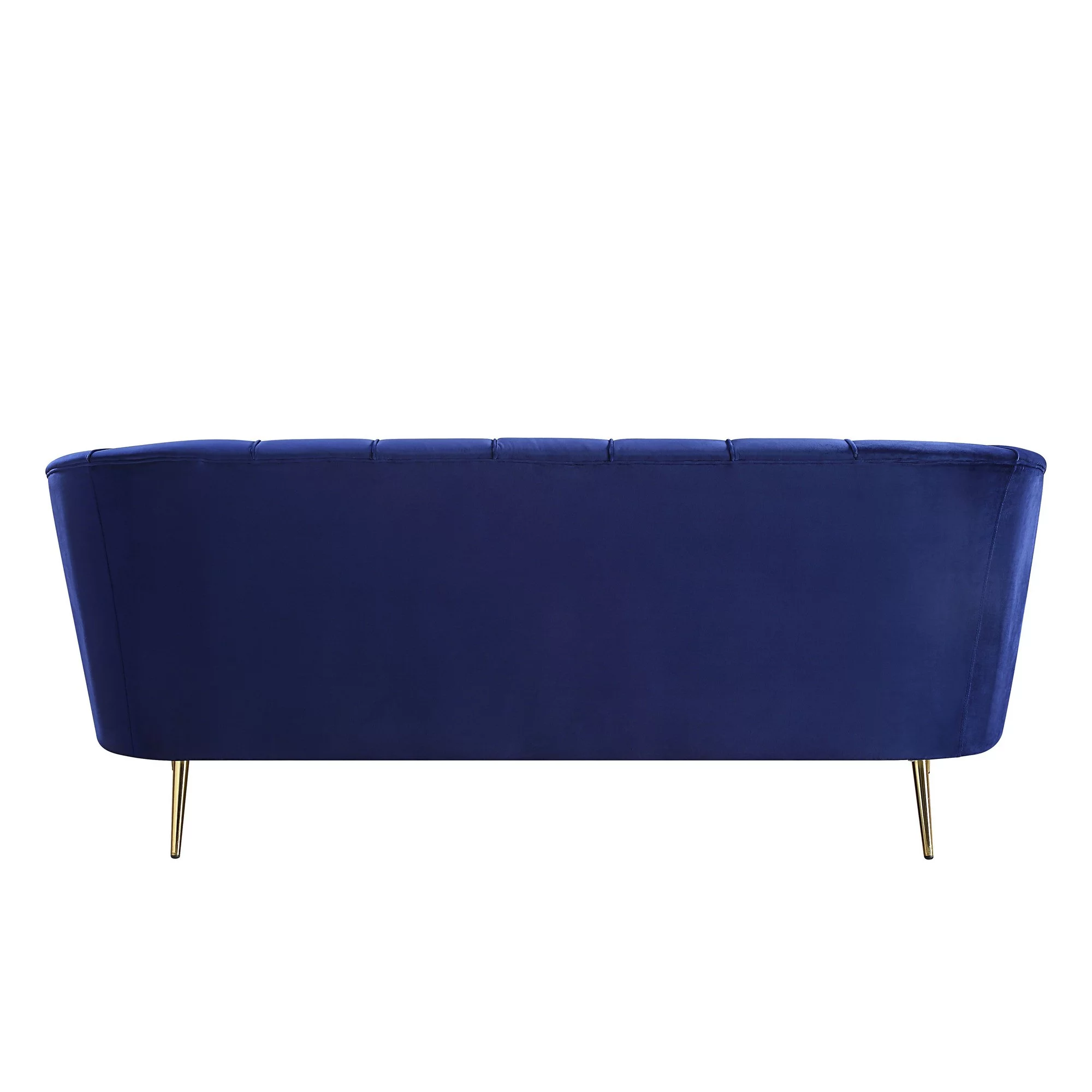 Sofa with Vertical Channel Tufting and Sloped Arms, Navy Blue