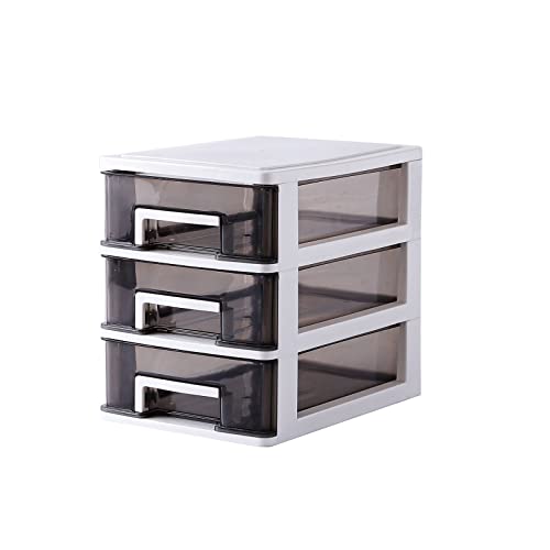 3 Drawer Plastic Storage - Plastic Storage Bins with Drawers, Desktop Storage Drawers Clear Drawers Storage Box for Home (21.1 * 19.2 * 15.2CM)