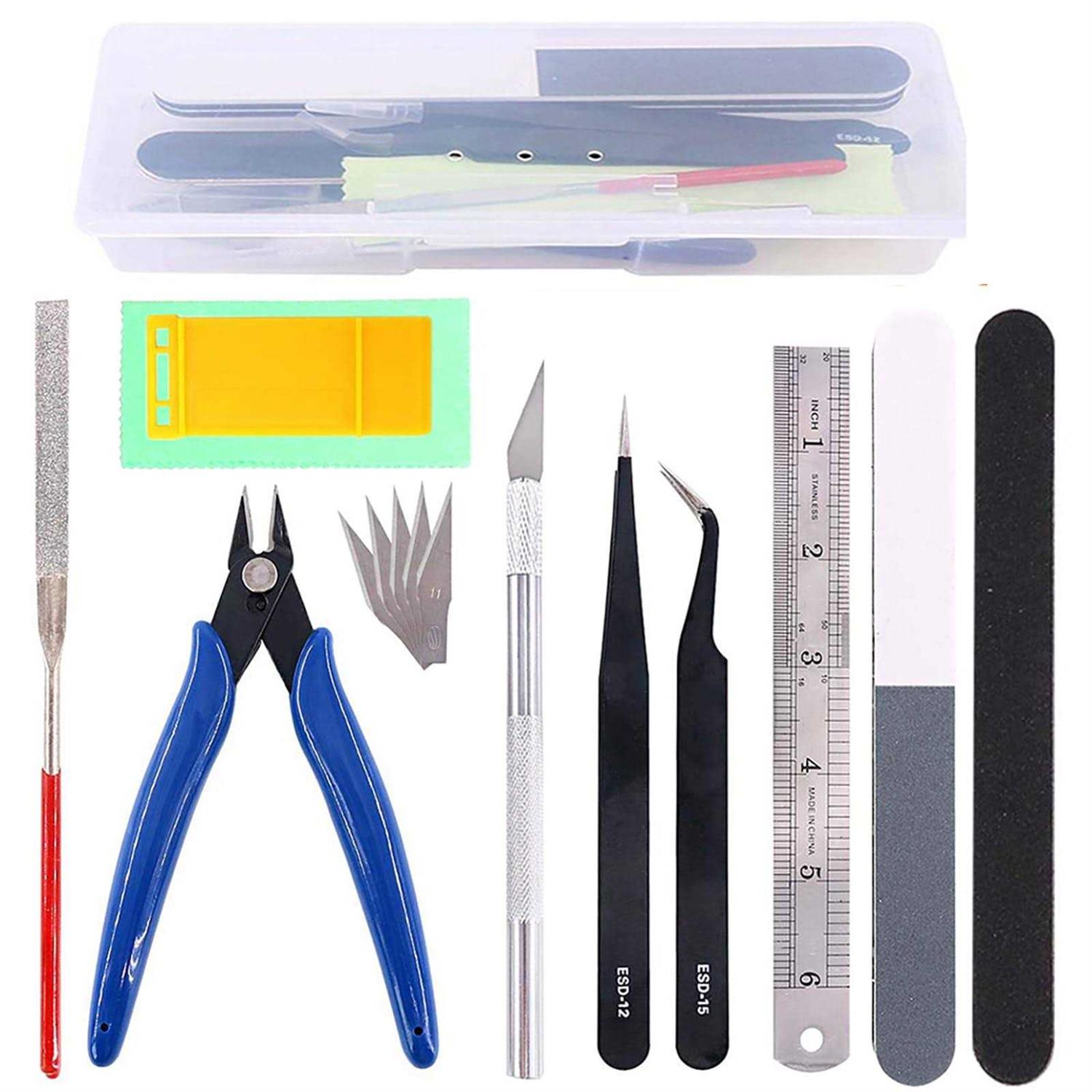 15Pcs Gundam Model Tools Kit Gunpla Tool Kits Modeler Basic Tools Craft Set with Plastic Box Hobby Building Tools Kit for Gundam Car Airplane Ship - Shop Hardware Tools Online Store
