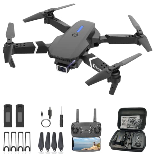 Drone with Dual Camera for Adults Kids, Foldable RC Quadcopter for Beginners, Toys Drone, 1080P FPV Video, 3 Batteries, Carrying Case, One Key Start, Headless Mode, Waypoints fly, 360° Flips