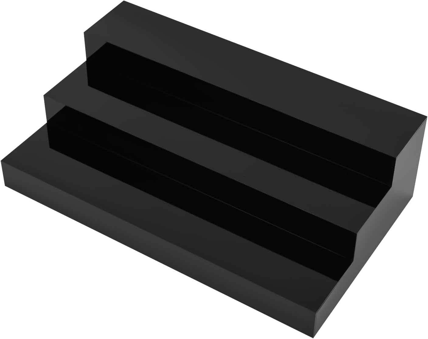 Large Acrylic Wine Liquor Bottle Rack 3 Tier Black Countertop Riser Display for Bar Coffee Leisure Station Retail Store Shop Grocery Collection Organizer Stand 2PCS