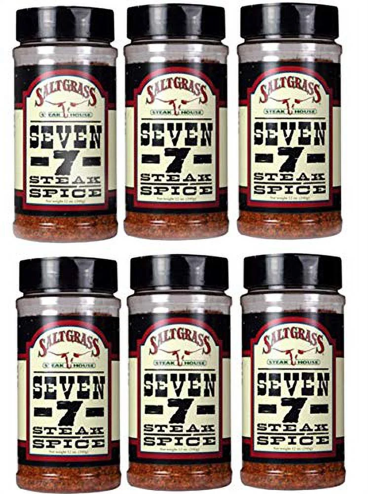 Saltgrass 7 Spice Steak Seasoning 12oz Container (Pack of 6) Steakhouse Spice Blend