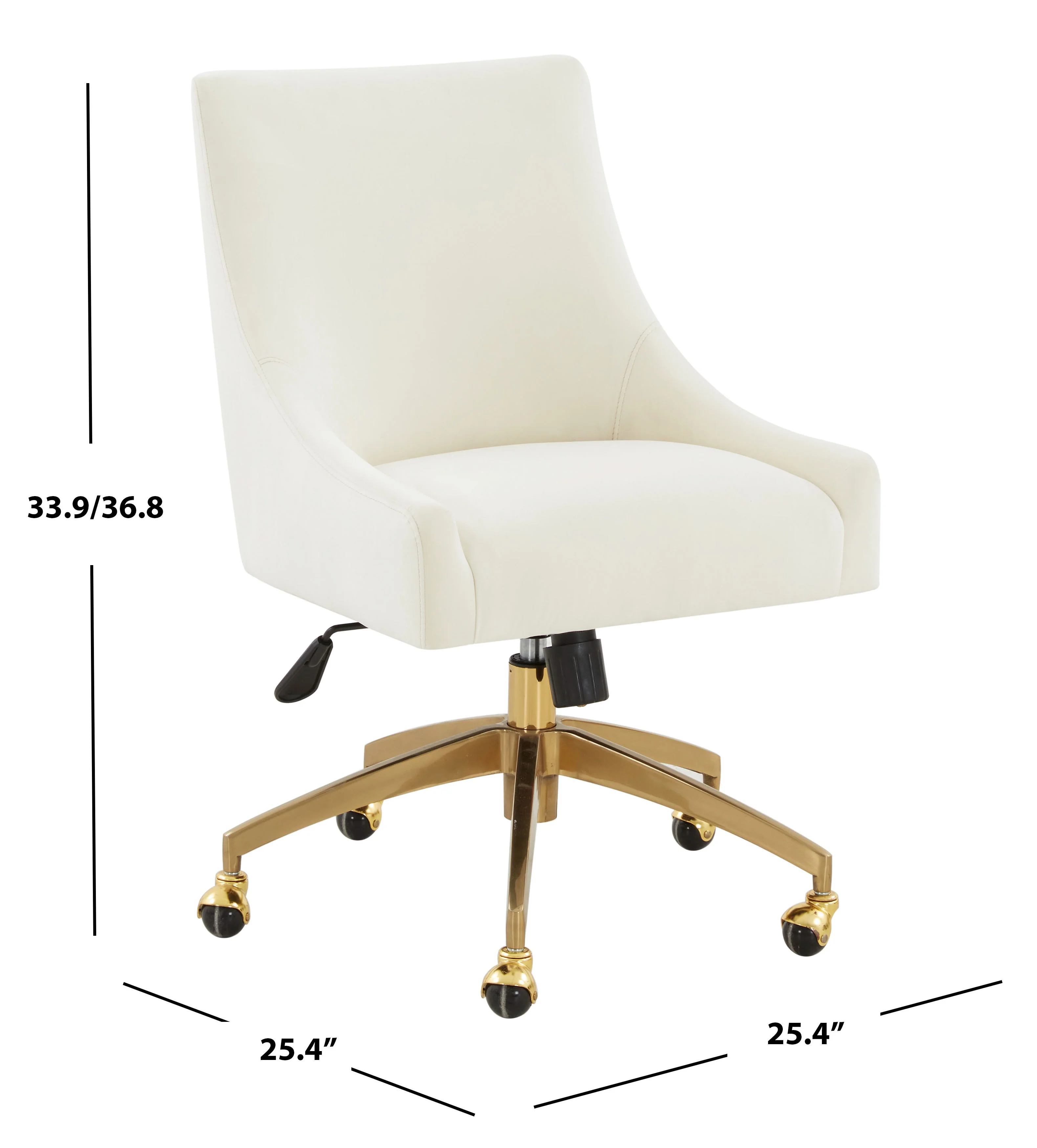 SAFAVIEH Couture Jakob Velvet Mid Back Adjustable Swivel Desk Chair, Cream/Gold