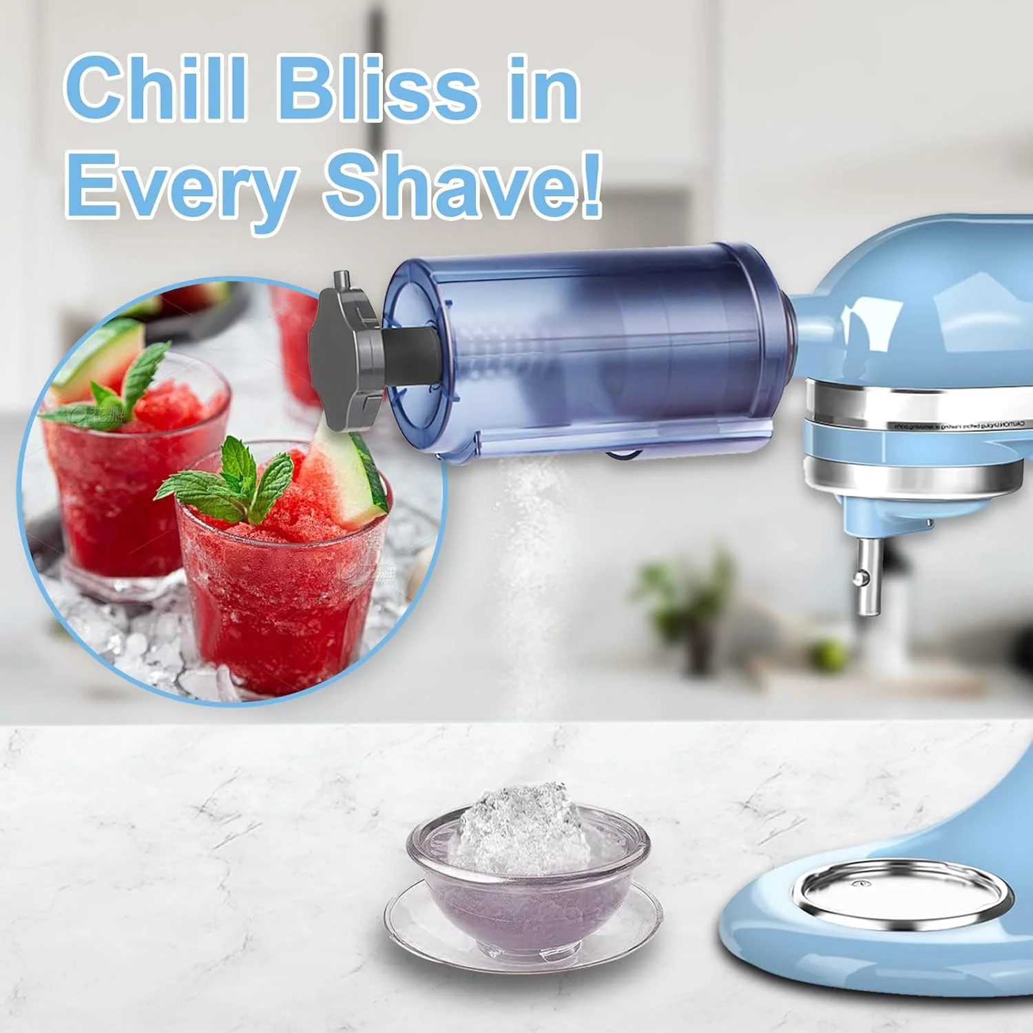 Shave Ice Attachment for Mixer - Snow Cone Maker, Shaved Ice Machine, ,Include 8 Ice Molds, Fit for all Stand Mixer