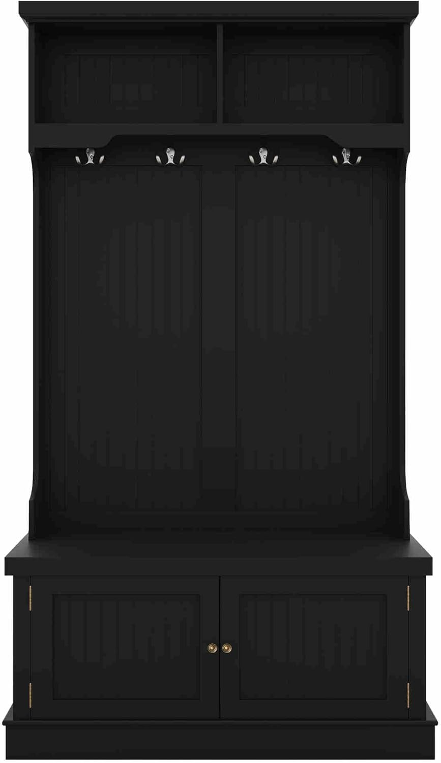 Modern Entryway Hall Tree with Bench and Shoe Storage, Coat Rack - 4-in-1 Design - Sturdy and Stylish Hall Tree for Entryway, Laundry Room, Closet - Easy Assembly - Holds up to 200 lbs