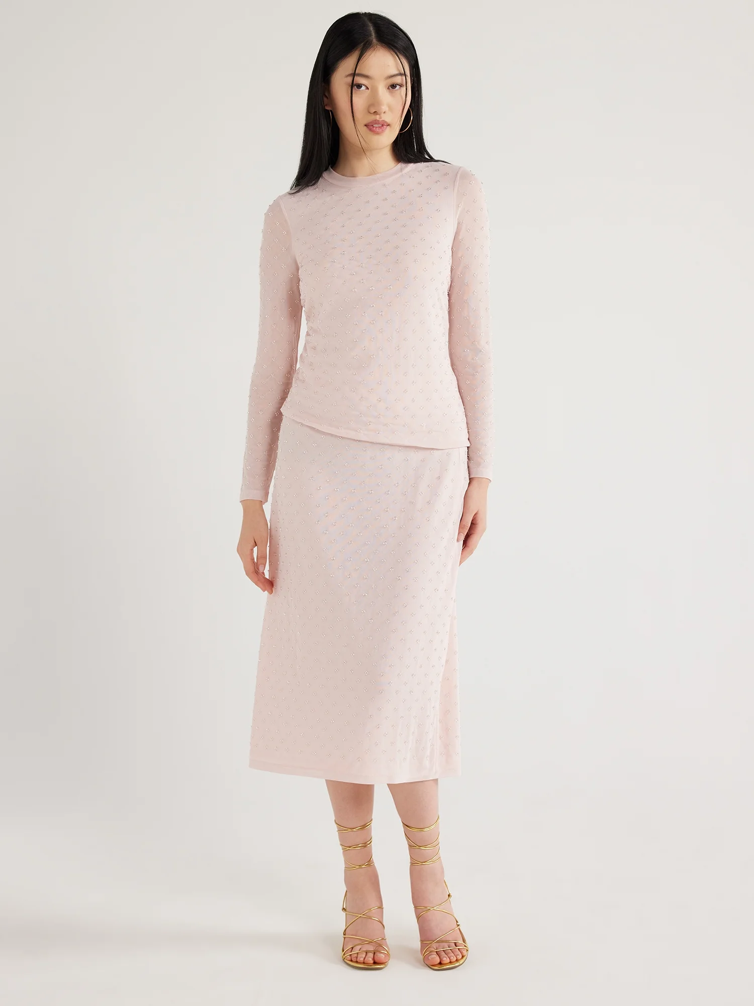 Scoop Women’s Crystal Mesh Skirt, Sizes XS-XXL