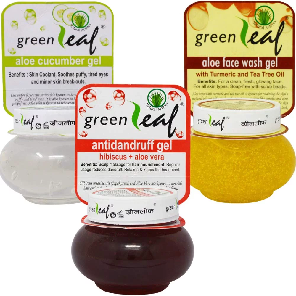 Green Leaf Aloe Cucumber, Antidandruff, Aloe Face Wash Gel 120Gm Each Pack Of 3