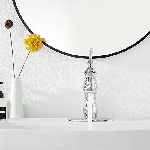 GGStudy 360° Swivel Antique Brass Bathroom Vessel Sink Faucet Single Handle One Hole Matching with Pop Up Drain