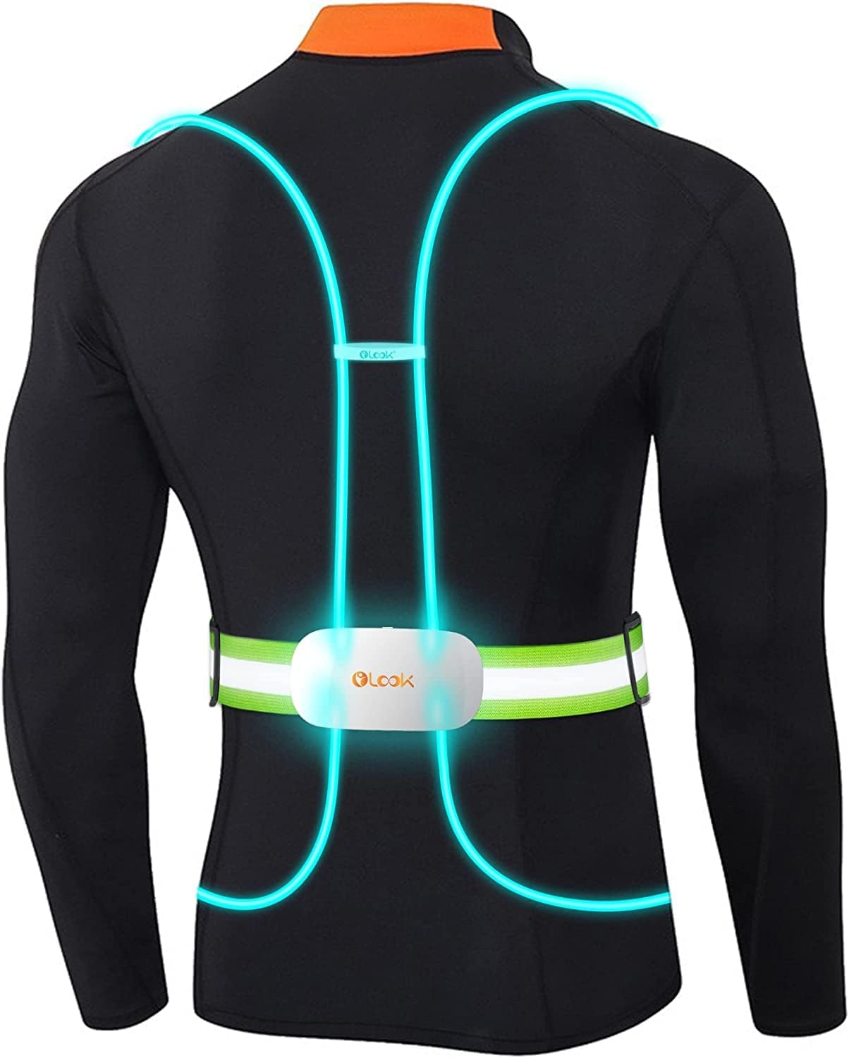 High Visibility LED Light Up Vest with Running Light, 360° Reflective Safety Gear for Night Running, Cycling, Joggers, Rechargeable and Waterproof, L-Green(Patent Pending)