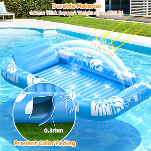 Inflatable Tanning Pool Lounger Float with Sprinkler, 77