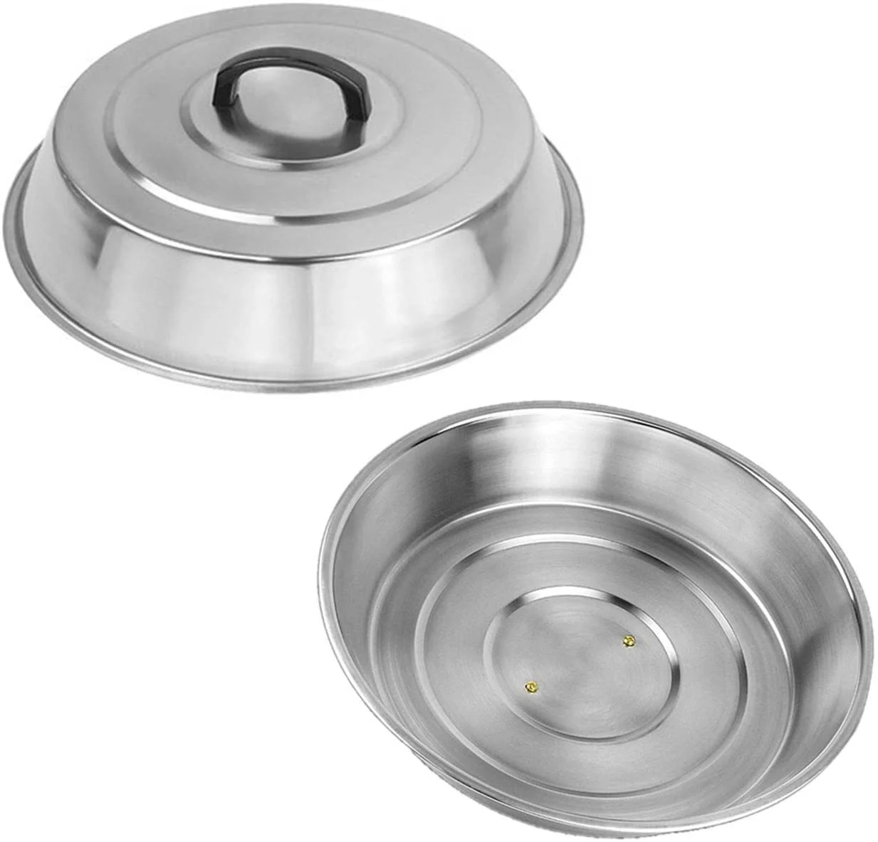 3-Piece Multi-Purpose 12 Inch Round Stainless Steel Basting Cover Dome and Cooling Wire Racks and BBQ Tong, Best for Blackstone Camp Chef Flat Top Griddle Grills Cooking